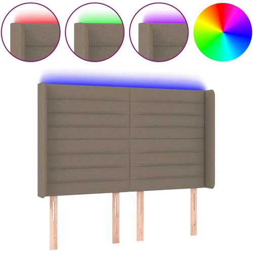 Maison Chic led posteljno vzglavje - vzglavna omarica - nočna omarica taupe 147x16x118/128 cm blago, (21706059) Slike