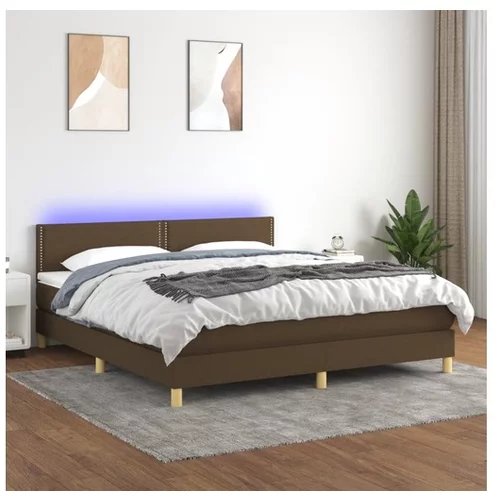vidaXL Box spring postelja z vzmetnico LED temno rjava 160x2