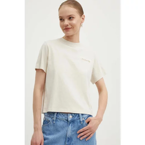 Tommy Jeans Pamučna majica za žene, boja: bež