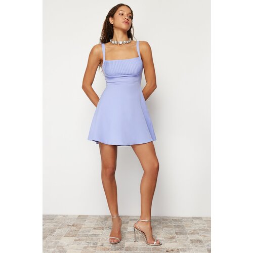 Trendyol Light Blue Waist Opening/Skater Mini Dress Slike