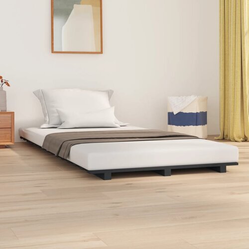 The Living Store Posteljni okvir siv 90x200 cm trdna borovina - Posteljni Okvir, (21524992) Slike