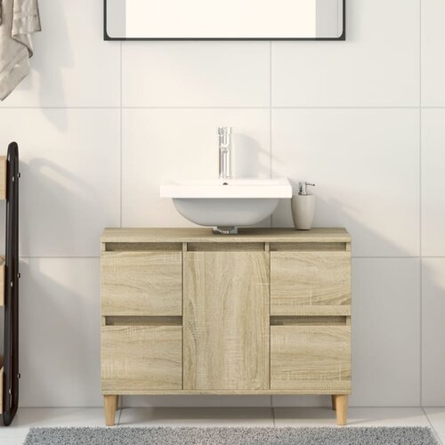 VidaXL Omarica za umivalnik sonoma hrast 80x33x60 cm inženirski les Slike