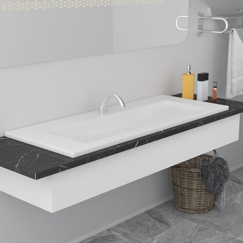 VidaXL Vgradni umivalnik 101x39,5x18,5 cm keramičen bel, (21409142) Slike