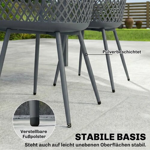  Set od 4 plastične vrtne stolice s naslonima UV otporne 56x51x84 cm tamno sive Slike