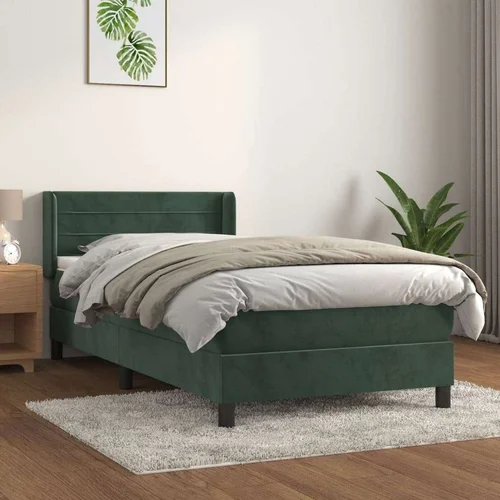 Box spring krevet s madracem tamnozeleni 90x200 cm baršunasti