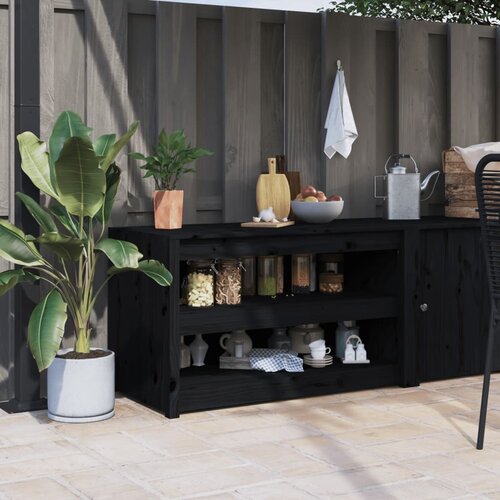  The Living Store Zunanja kuhinjska omarica črna 106x55x64 cm trdna borovina - Zunanja Kuhinjska Omarica, (21501786) Cene