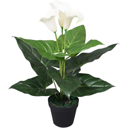 vidaXL Umetna rastlina kala lilija v loncu 45 cm bele barve Cene