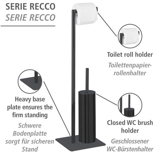 Wenko Crni željezni držač za WC papir sa četkom Recco &amp;ndash; Slike