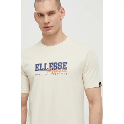 Ellesse Pamučna majica Zagda T-Shirt za muškarce, boja: bež, s tiskom, SHV20122