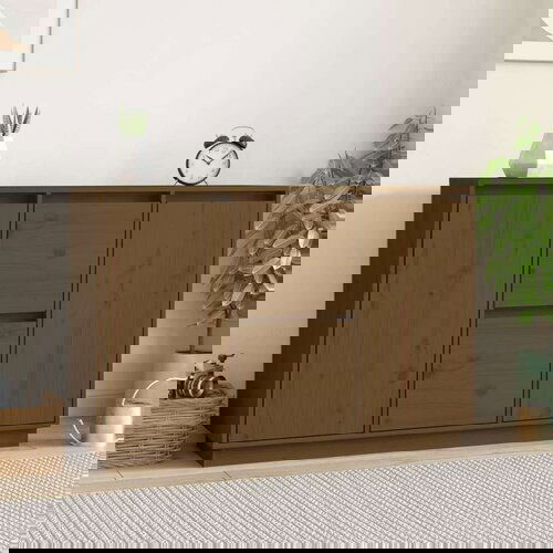  Komoda smeđa boja meda 111 x 34 x 75 cm od masivne borovine Cijene