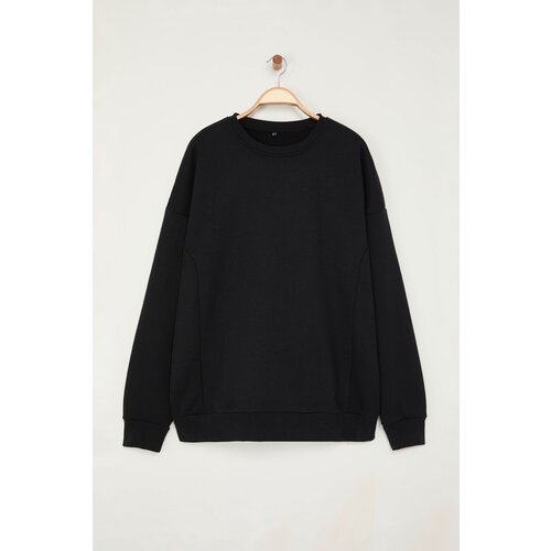 Trendyol Black Plus Size Oversize/Wide Cut Thick Sweatshirt Slike