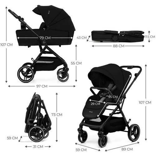 Kinderkraft dječja kolica Yoxi MINK PRO 3u1, Pure Black Slike