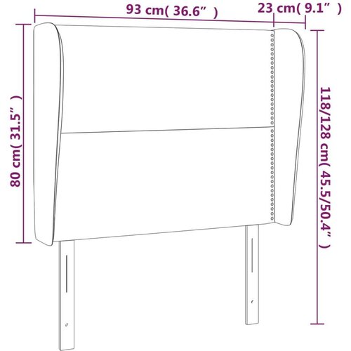  Uzglavlje s u&amp;scaron;ima smeđesivo 93x23x118/128 cm od tkanine Slike