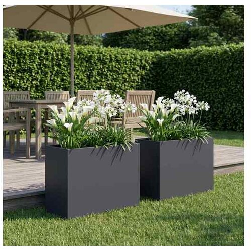 vidaXL Vrtna saksija 2 kom. Antracit 60 x 30 x 40 cm Čelična vrata - Antracit 60 x 30 x 40 cm 2 Cene