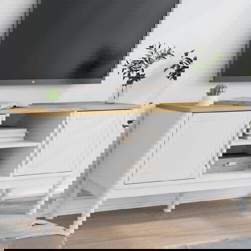  The Living Store TV omarica FLORO bela 114x43x55 cm trdna borovina - TV Omarica, (21555852) Cene