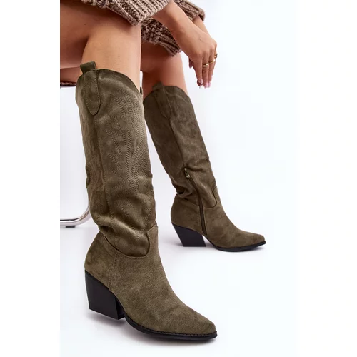 Kesi Women's High Heeled Cowboy Boots Green Sloana