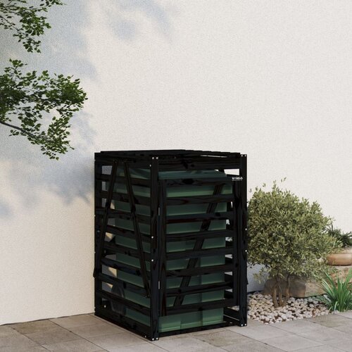 VidaXL Spremi&amp;scaron;te za kantu za smeće crno 84x90x128 5 cm od borovine Slike