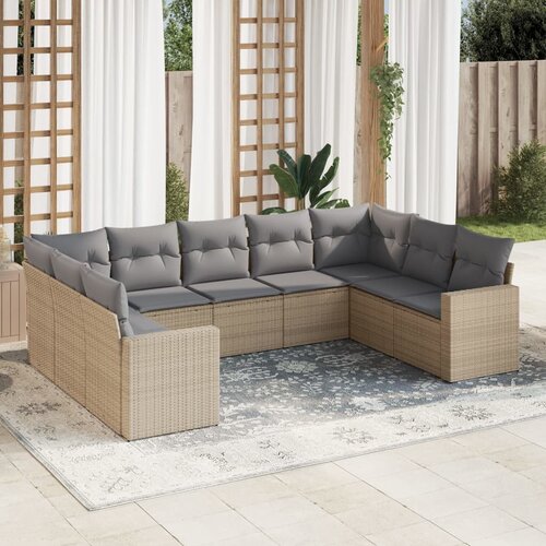 vidaXL 9-dijelni set vrtnih sofa s jastucima bež od poliratana Cijene