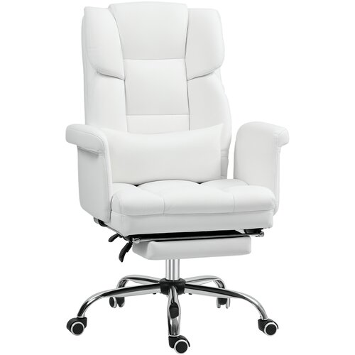 HOMCOM pisarni&scaron;ki stol umetno usnje 69D x 65&Scaron; x 107 115V cm Bel, (5000242834) Cene