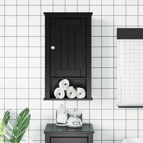  The Living Store Kopalniška stenska omarica BERG črna 40x27x71,5 cm borovina - Kopalniška Stenska Omarica, (21448191) Cene