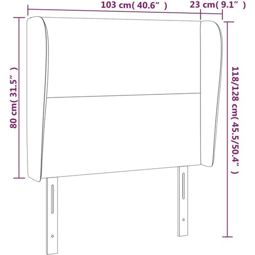  Uzglavlje s u&amp;scaron;ima crni 103x23x118/128 cm bar&amp;scaron;unasti Slike