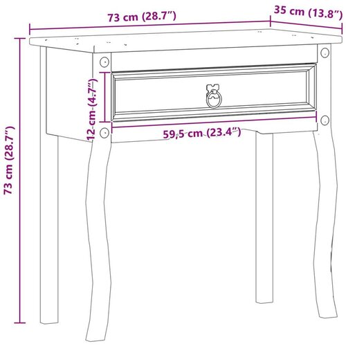  Konzolni stol Bijelo 73 x 35 x 73 cm Čvrsto borovo drvo - Bijelo Slike