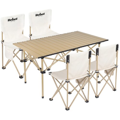 Rebel Active RBA-5600 sklopivi kamping set – stol + 4 stolice, Quick Fold, metalna konstrukcija Cene