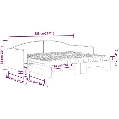 VidaXL dnevni krevet na razvlačenje s madracima crni 90x200 cm tkanina Slike