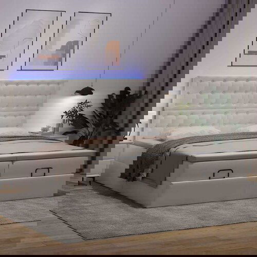 vidaXL Okvir kreveta s madracima čisto bijela 200x200cm umjetna koža Cijene