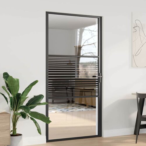 VidaXL unutarnja vrata crna 102.5 x 201.5 cm kaljeno staklo, aluminij Slike