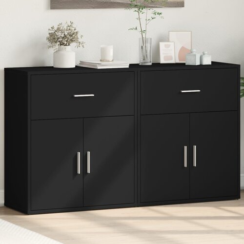  The Living Store Komoda 2 kosa črna 60x31x70 cm inženirski les - Komoda, (21498621) Slike