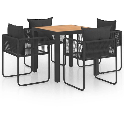  5-dijelni vrtni blagovaonski set od PVC ratana crno-smeđi Slike