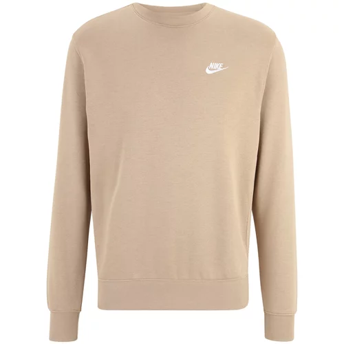 Nike Sportswear Sweater majica 'CLUB Fleece' kaki / bijela