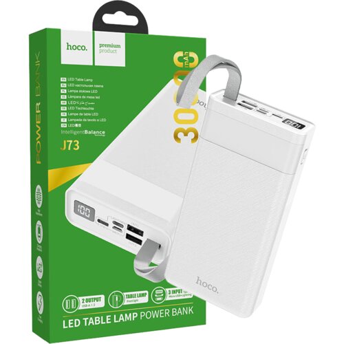 hoco. Power bank 30000mAh, Micro-USB / Tipe-C ulaz, lampa - J73 Powerful, White Cene