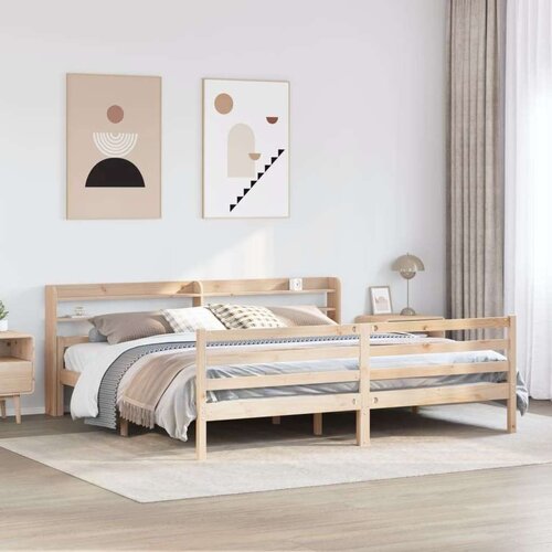vidaXL Posteljni okvir z vzglavjem 200x200 cm trdna borovina Cene