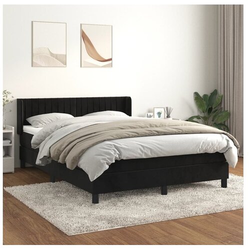  Box spring postelja z vzmetnico črna 140x200 cm žamet Cene