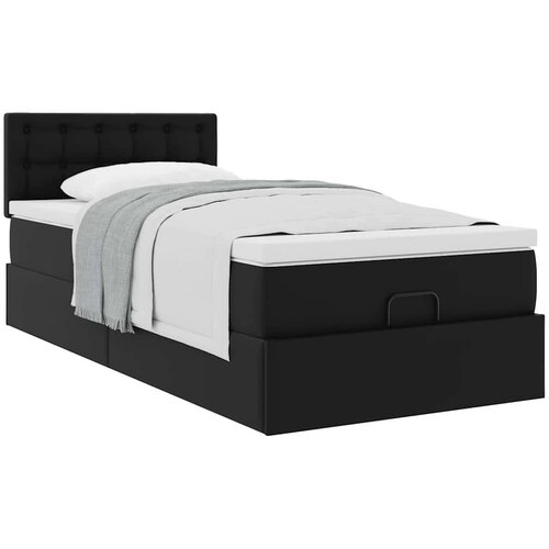 VidaXL otomanski okvir kreveta s madracem crni 100x200cm umjetna koža Slike