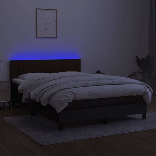  Krevet box spring s madracem LED crni 140x190 cm od tkanine Slike