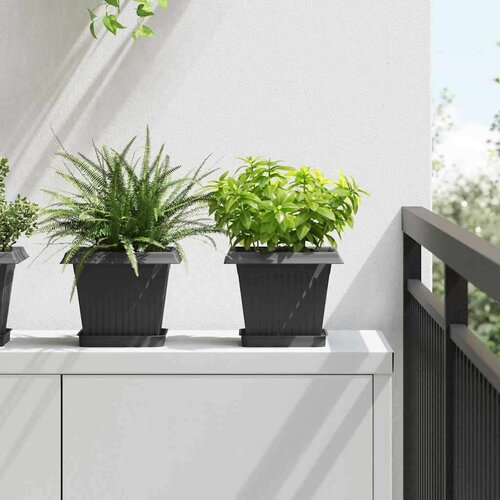  Kvadraten cvetlični pladenj 24 pcs Črna 15 x 15 x 2 cm Plastika, (5000207518) Cene