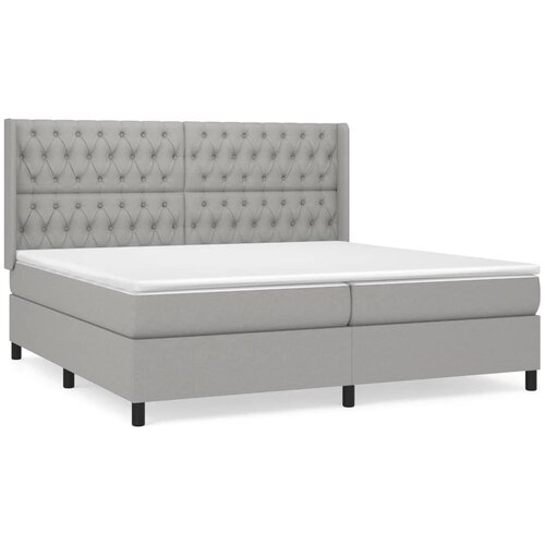 Maison Chic Box spring postelja - Vzmetna postelja z vzmetnico svetlo siva 200x200 cm blago SL13396, (21901310) Cene