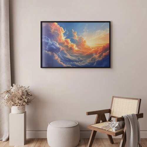  Plakat Sunset Over a Cloudy Sea: A Wonderful Symphony of Colors 90x60 Crni okvir Slike