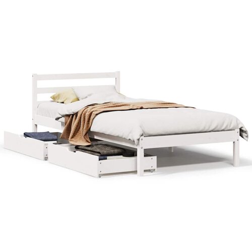 Maison Chic Postelja za odrasle - Posteljni Okvir brez vzmetnice bel 75x190 cm trdna borovina, (22082492) Slike