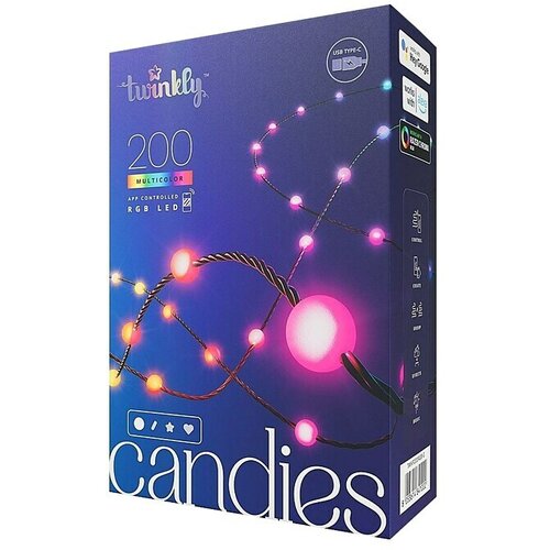 TWINKLY Svetlobna veriga Candies Kroglice (12 m, 200 LED sijalk, RGB, zelena veriga) Cene