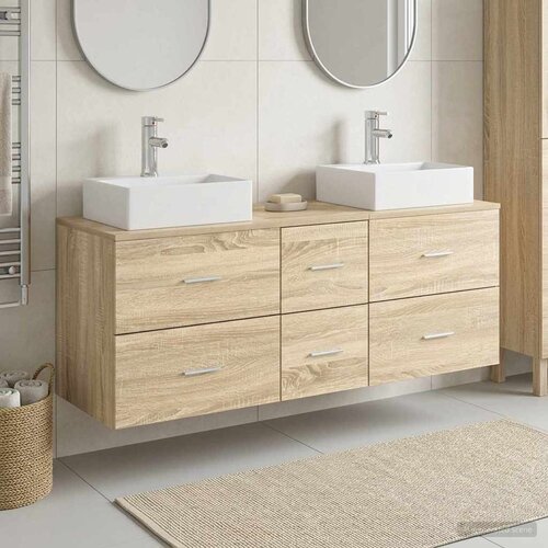  Set ormarića za kupaonicu 3 kom. Hrast sonoma Smeđa 49,5 x 41 x 62,5 cm Slike
