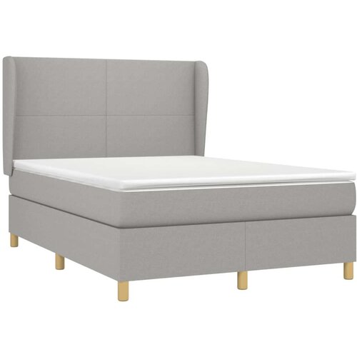 VidaXL Krevet s oprugama i madracem svjetlosivi 140x190 cm od tkanine Slike