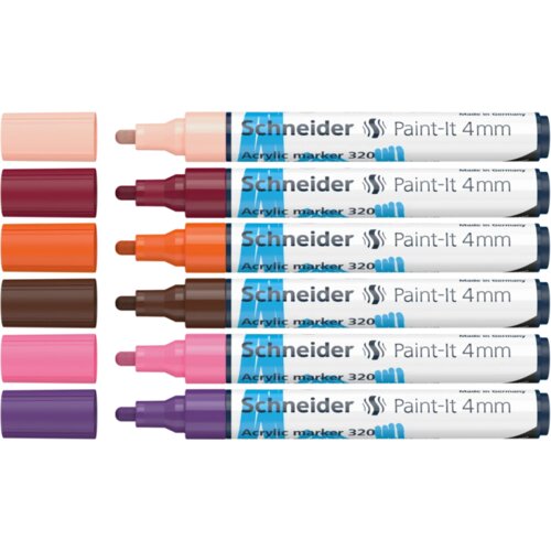 Schneider set akrilnih markera Paint-It 320 Set 3, 4 mm, 6 boja Slike
