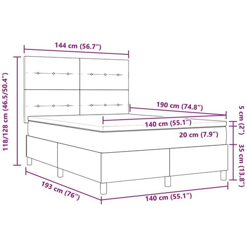 Box Spring Krevet s Madracem &amp;amp;amp LED Ružičasti 140x190 cm Bar&amp;scaron;un Slike