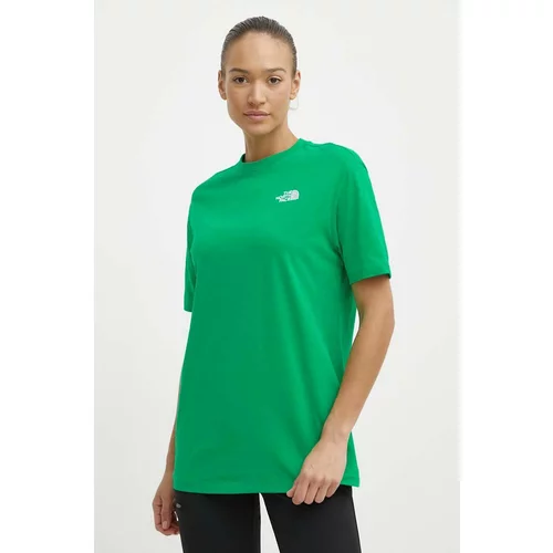 The North Face Bombažna kratka majica W S/S Essential Oversize Tee ženska, zelena barva, NF0A87NQPO81