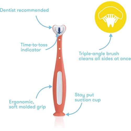 Frida Baby trokutasta četkica za zube za bebe toothhugger pink Slike