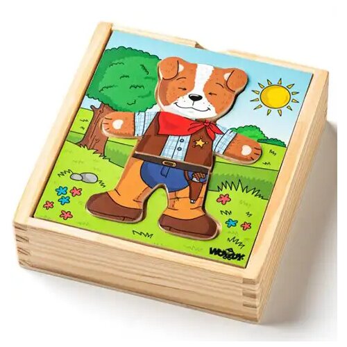 Woodyland Psić koji se može odijevati drvene puzzle 18kom - Slike